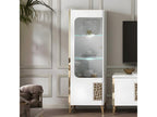 Vitrine gauche 1 porte battante à Led Blanc brillant/Or - Calmetop - Vitrine L 60 xl 45 x H 181 cm 65042VPMB