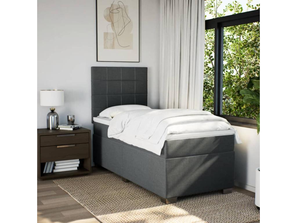 Sommier à Calmetop de lit avec matelas Gris foncé 80x200 cm Tissu 33901BSRB