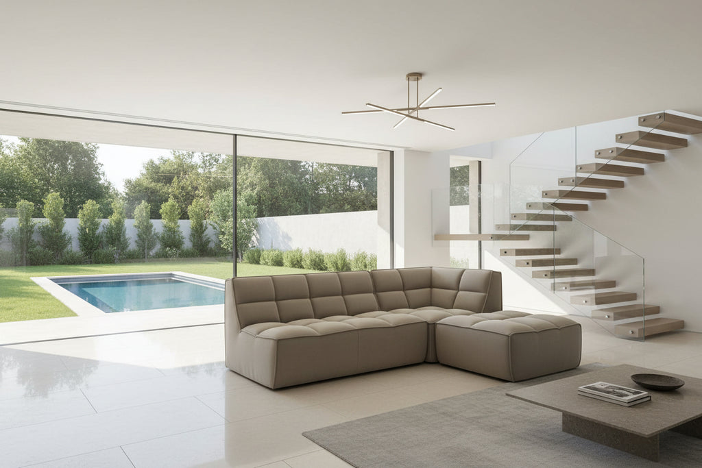 Canapé d'angle 4 places modulaire droit en velours - Calmetop 77870WJZL