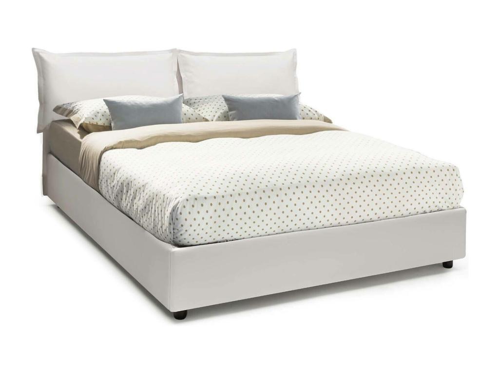 Lit double Nidchicshop Lit coffre avec revêtement en éco-cuir Made in Italy Ouverture frontale adaptée pour matelas 140x190 cm Blanc 46933XMCA