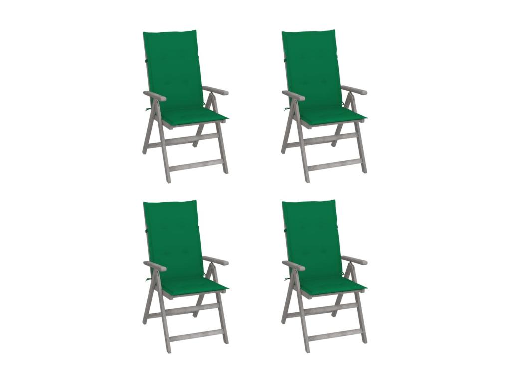 Chaises inclinables de jardin 4 pièces avec coussins Bois d'Calmetop 03218DUNP