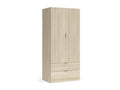 Armoire Calmetop armoire de chambre 2 portes 2 tiroirs armoire de chambre avec barre de suspension 81x52h180 cm chêne 84615FVOM