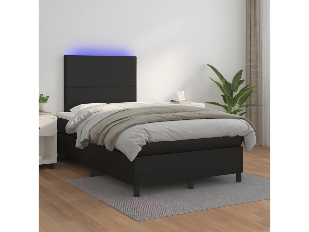 Sommier tapissier avec matelas et LED Noir 120x200cm Similicuir 92990JNXF