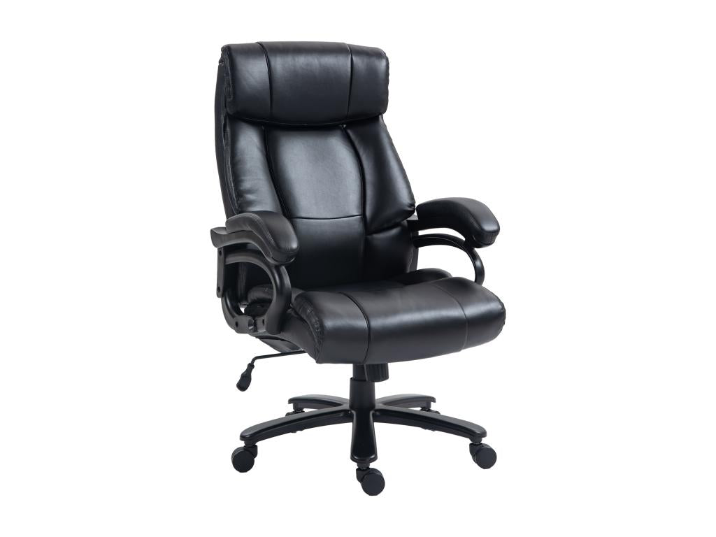 Chaise de bureau direction massant chauffant réglable ergonomique revêtement synthétique noir 10740IYLR