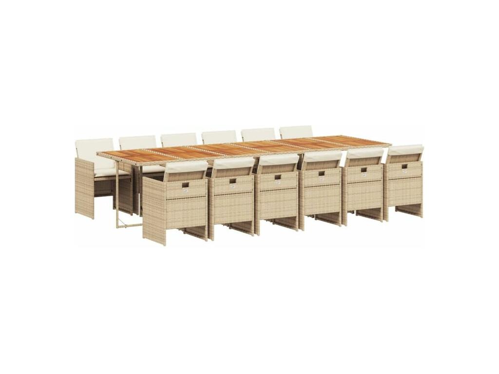 Ensemble à manger de jardin et coussins 13 pcs beige 33447YUEX