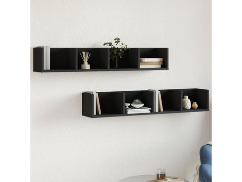 Armoires murales 2 pcs noir 99x18x16.5 bois d'ingénierie 55256OKME