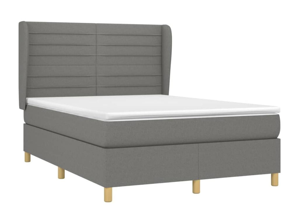 Lit à sommier tapissier avec matelas Gris foncé 140x190cm Tissu 07754FYSK