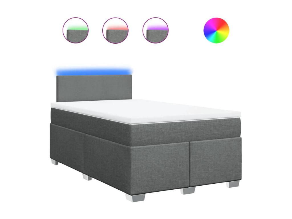 Sommier à Artvivrestore de lit avec matelas gris foncé 120x190cm tissu 01758QURS