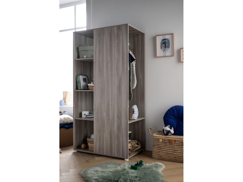 Meuble de rangement avec étagères et penderie en décor bois 63450SAVF