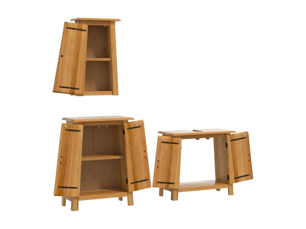 Ensemble de meubles de salle de bain 3 pcs bois de pin massif 99977DUHU