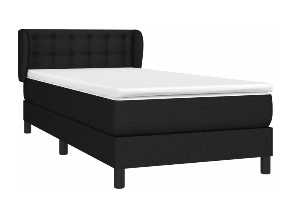 Sommier à Calmetop de lit avec matelas Noir 90x190 cm Tissu 13517DIPP