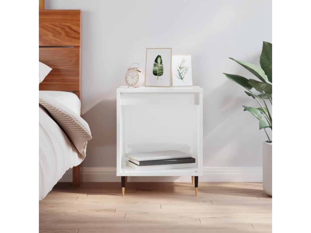 Table de chevet Blanc brillant 40x35x50 cm Bois d'ingénierie 05989FNSA