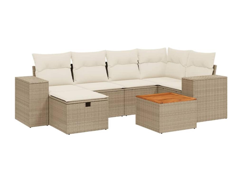 Salon de jardin avec coussins 7 pcs beige résine tressée 47478TFVW