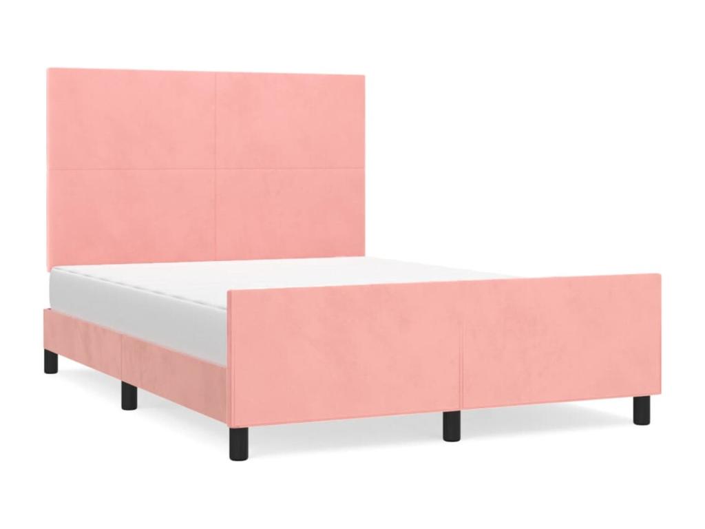 Cadre de lit avec tête de lit Rose 140x200 cm Velours 14842YAGT