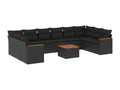 Salon de jardin 11 pcs avec coussins noir résine tressée 33789UJXN