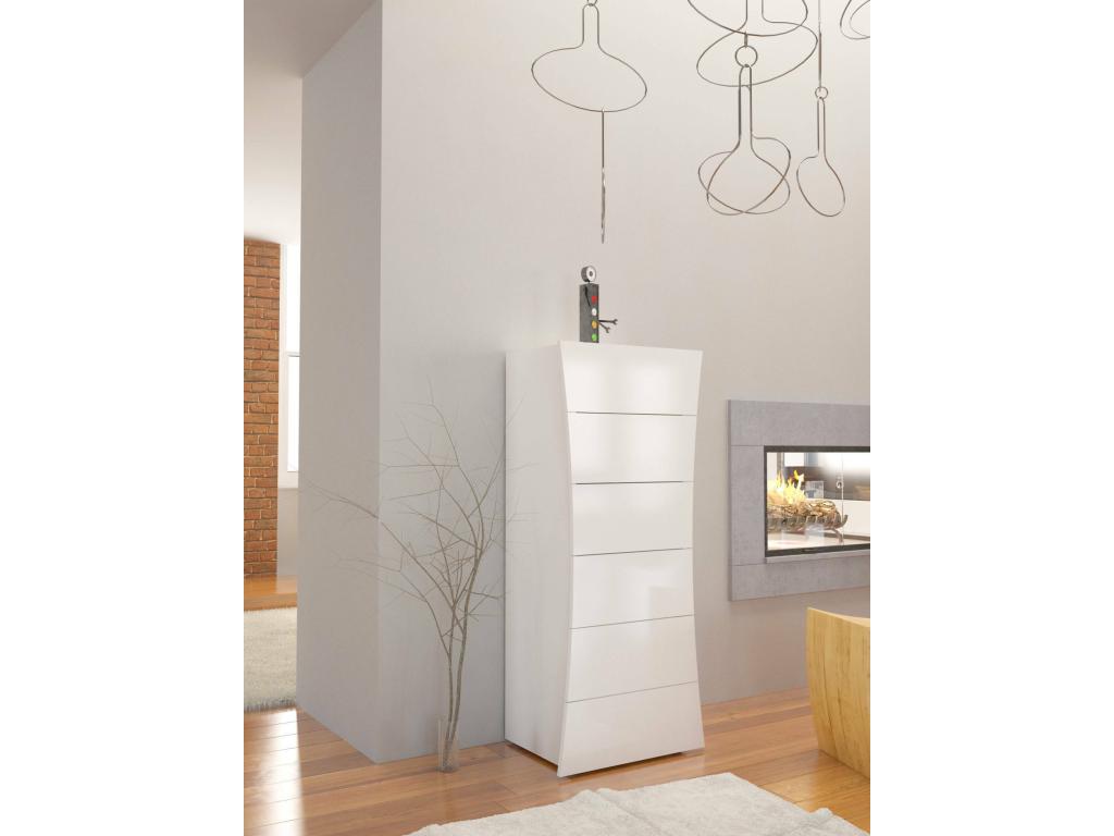 Commode Nidchicshop Commode 6 tiroirs Commode de chambre Made in Italy 50x40h122 cm Blanc brillant 48573KWCJ