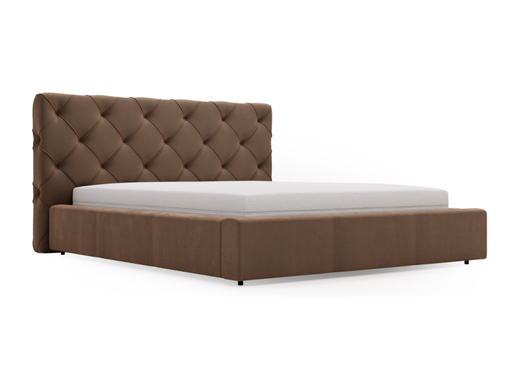 Lit rembourré avec rangement - 180x200 - lit double - velours - marron - Nidchicshop 42965IJAM