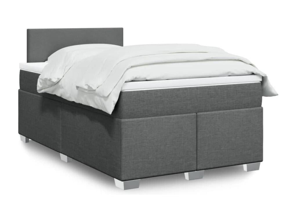 Sommier à Artvivrestore de lit avec matelas gris foncé 120x190cm tissu 01758QURS