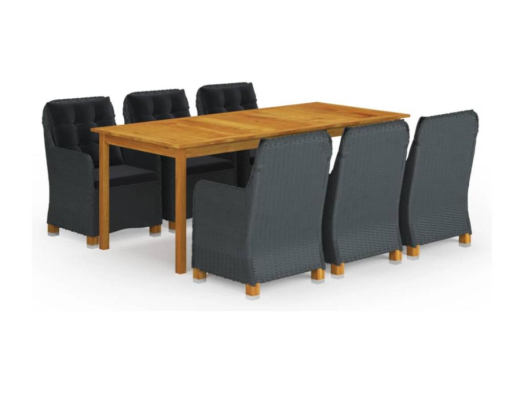 Ensemble à manger de jardin 7 pcs Gris foncé 92171MLNX