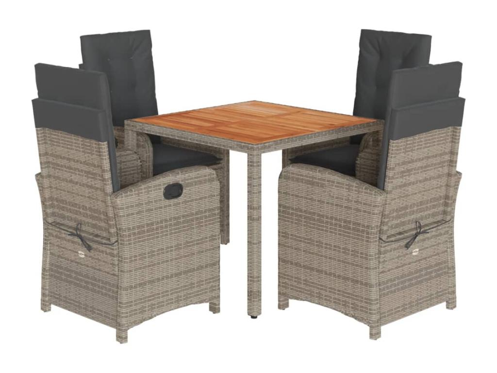 Ensemble à manger de jardin 5 pcs coussins gris résine tressée 76690IQNG