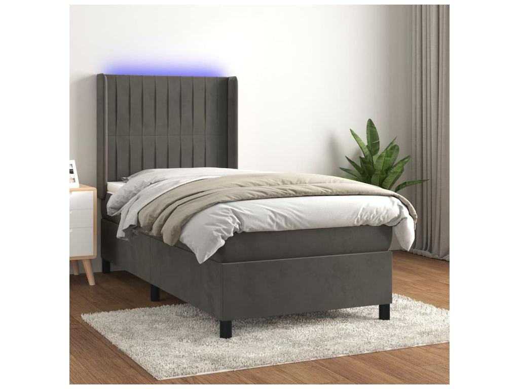 Sommier à Nidchicshop de lit matelas LED Gris foncé 80x200 Velours 51704PZUC