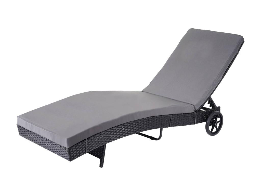 Chaise longue Nidchicshop-D80 en polyrotin - coussin anthracite gris foncé 15246REXV