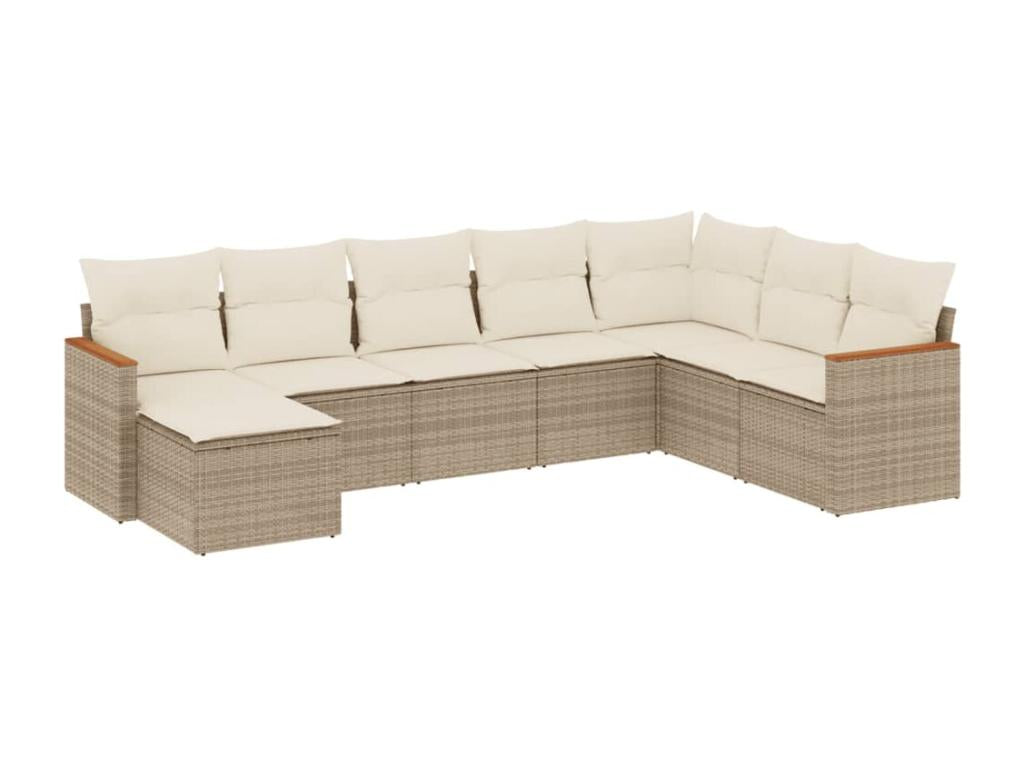 Salon de jardin avec coussins 8 pcs beige résine tressée 18069CAVN