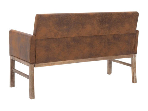 Banc avec accoudoir 140 cm Marron Similicuir daim 84019RWDU