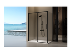 Paroi de douche fixe porte coulissante Nidchicshop noir mat 117-119,6 cm 86179PQBI