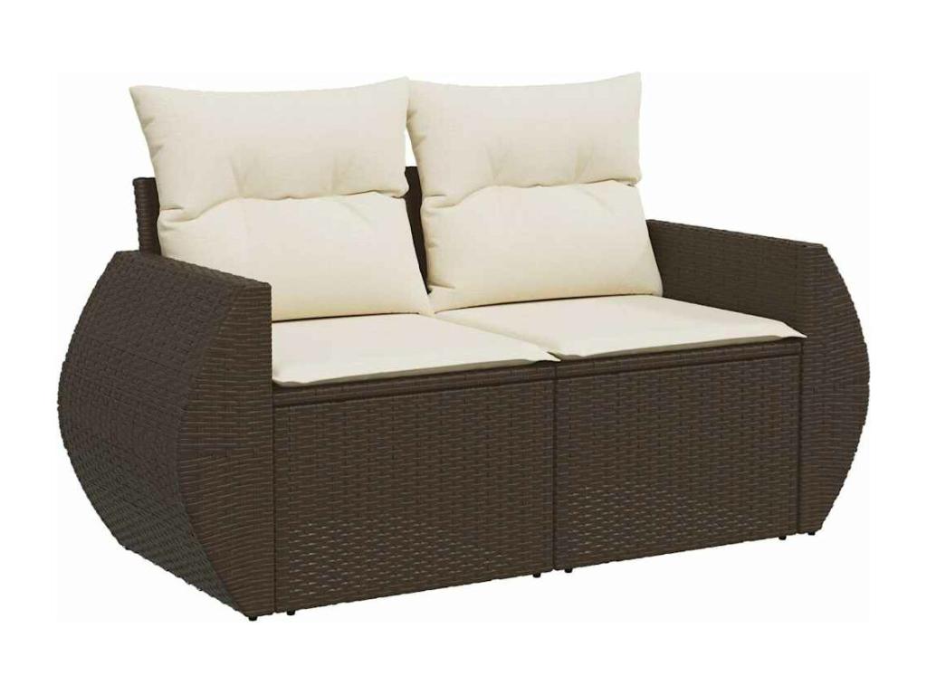 Salon de jardin 10 pcs avec coussins marron résine tressée 56674DTBP