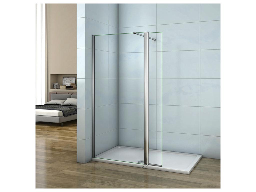 Paroi de douche à l'italienne 120 30x200cm avec retour pivotant - Verre 8mm trempé - Avec barre de fixation 90cm récupérable 27110RRAJ