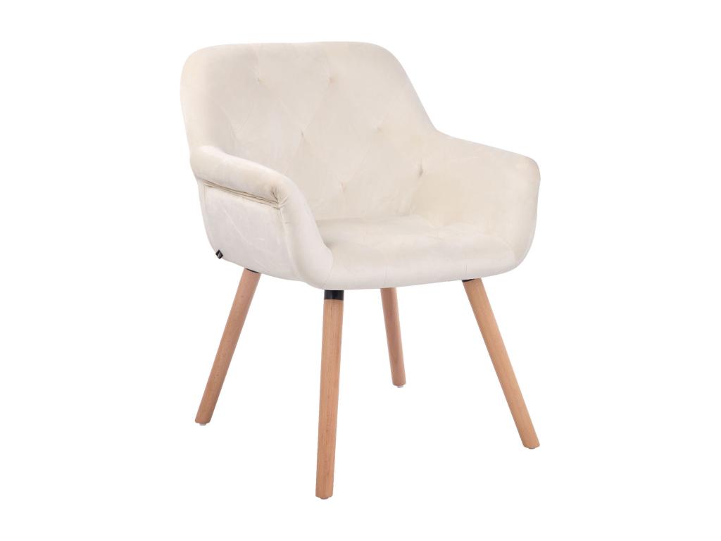 chaises avec accoudoirs - Velours / Bois - Crème - Calmetop 43141PTHS