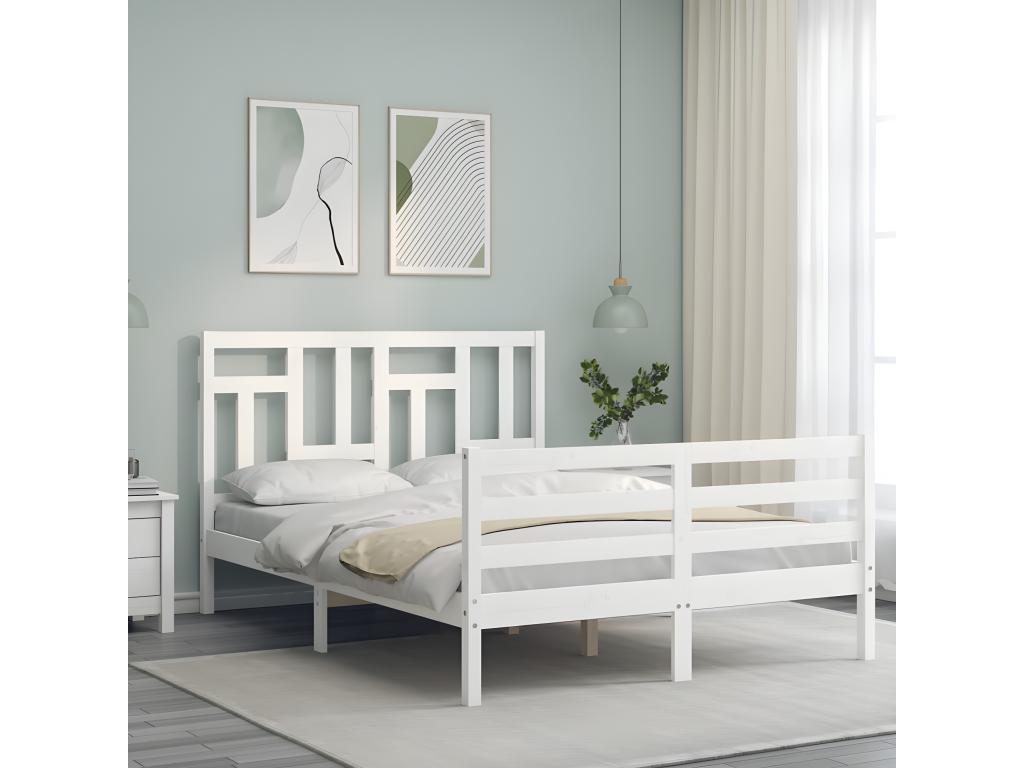 Cadre de lit sans matelas blanc bois massif 92174BJPC