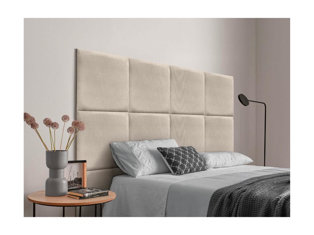 Calmetop Tête de lit tapissée en tissu Calmetop composé de panneaux de lit autocollants interchangeables pour chambre de luxe Beige 95 cm 76384MBDE