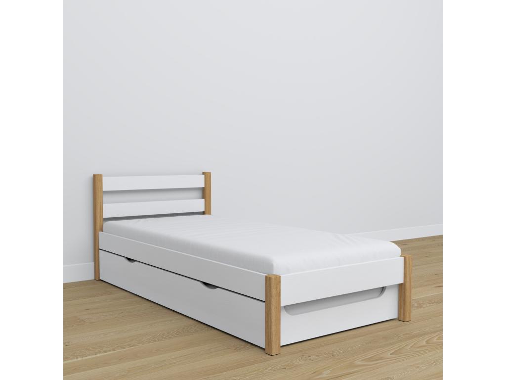 Lit gigogne en bois N01 Blanc / Chêne Naturel 90x190 99759MYMC