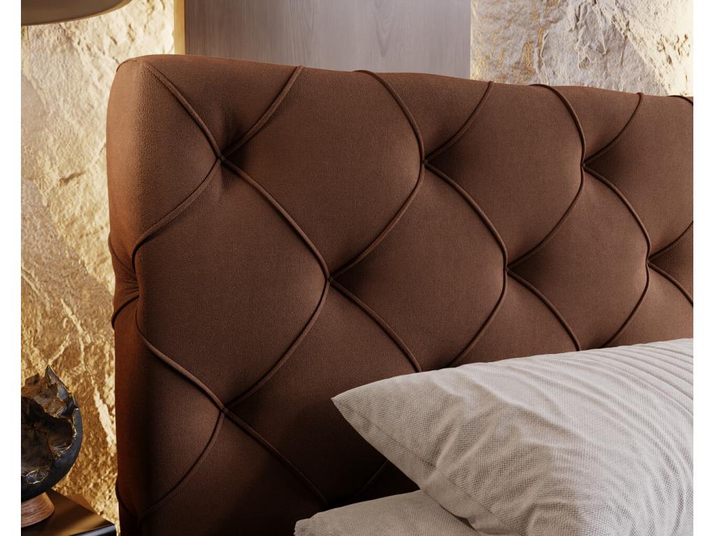 Lit rembourré avec rangement - 180x200 - lit double - velours - marron - Nidchicshop 42965IJAM