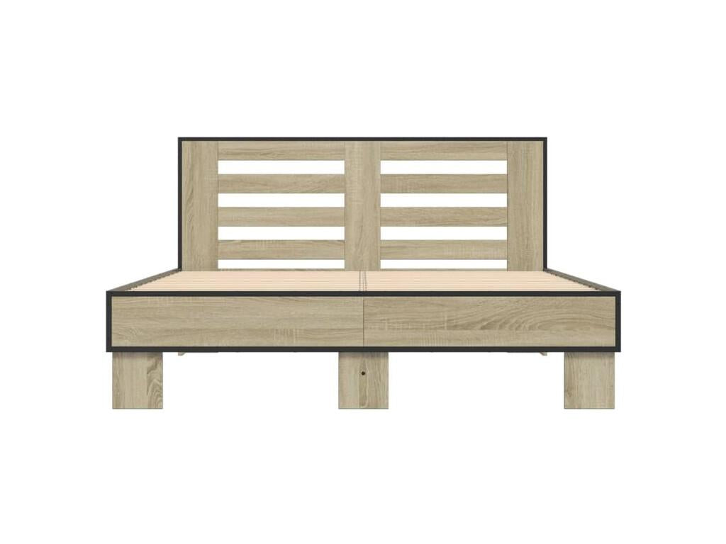 Cadre de lit chêne Nidchicshop 135x190 bois d'ingénierie et métal 16525TRZY
