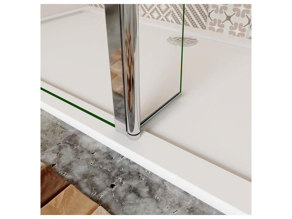 Paroi de douche à l'italienne verre dépoli au centre 90 30x200cm avec retour pivotant avec barre de fixation 70-120cm en cylindre 74078NTDL