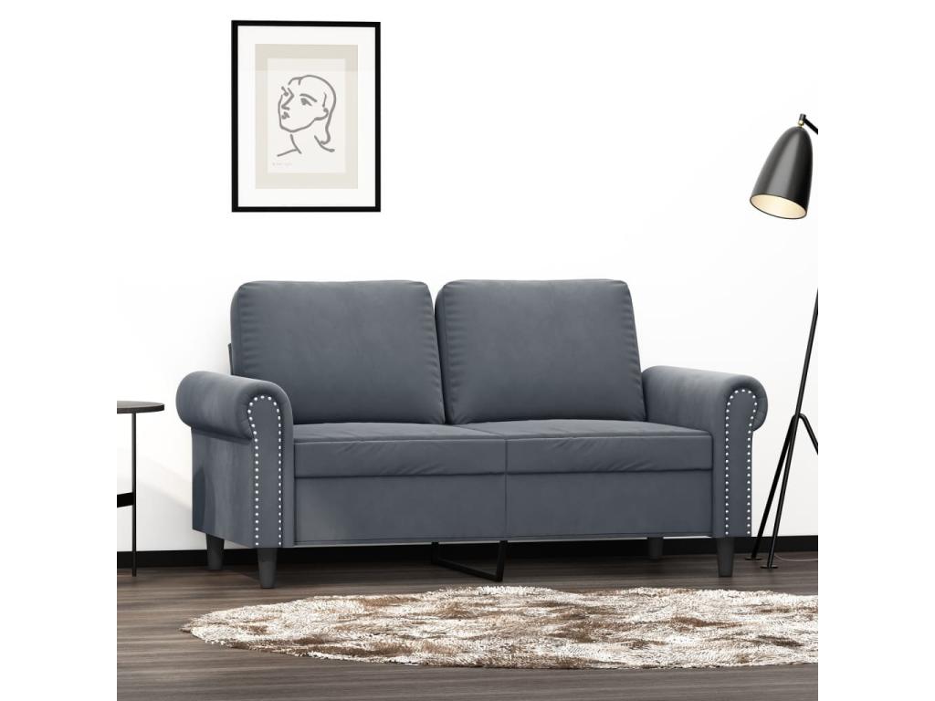 Canapé à 2 places Gris foncé 120 cm Velours 01777FOAI