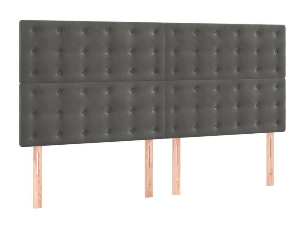 Tête de lit 4 pièces Gris foncé 100x5x78/88 cm Velours 17270LMTH