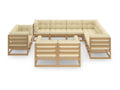Salon de jardin 11 pcs avec coussins Marron miel Bois de pin 48454WUZL