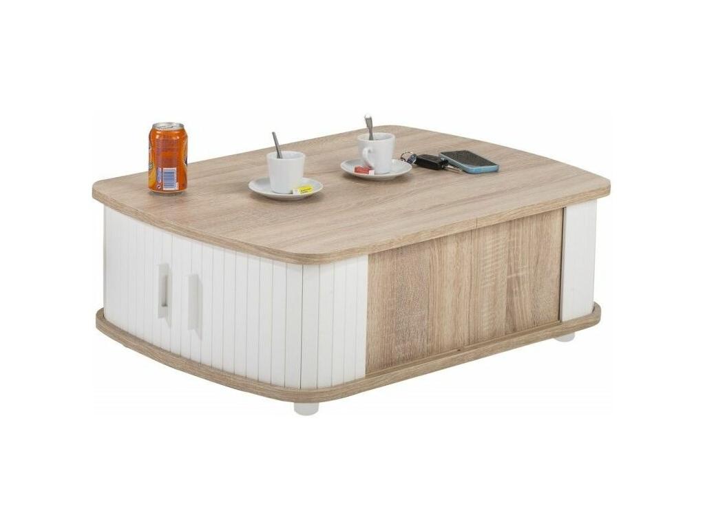 Table basse à rideaux blanche et chêne naturel Nidchicshop 08603PFIG