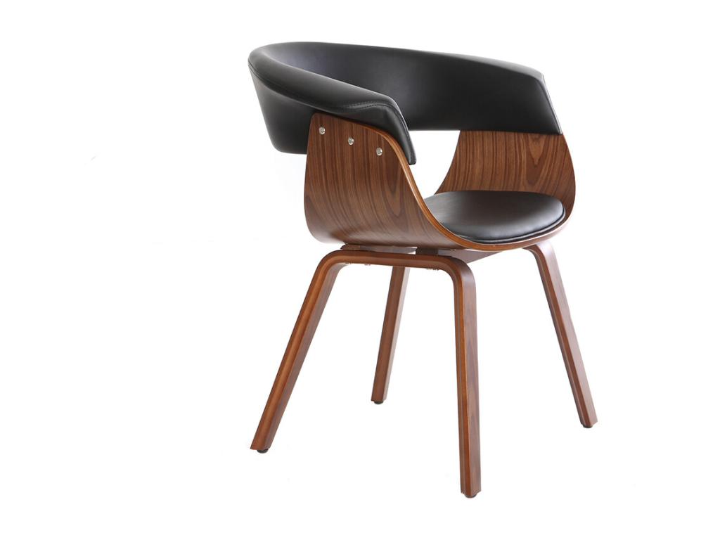 Chaise design noir et bois foncé noyer Calmetop 09574AYFZ