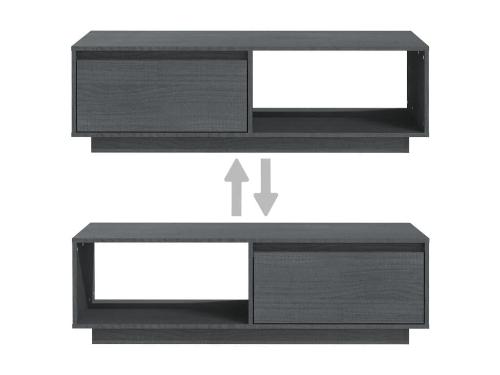 Table basse gris 110x50x33,5 cm bois de pin massif 20032MFFM