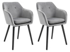 Chaises de visiteur design scandinave - lot de 2 chaises - pieds effilés bois noir - assise dossier accoudoirs ergonomiques velours gris 09938RTBE