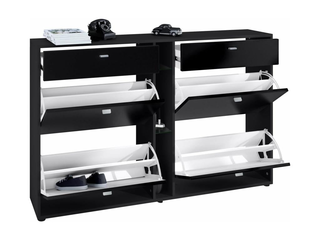 Meuble à Chaussures Noir Et Blanc Mat lxhxp 155.5x95x28 LED Bleu 44508DFQH