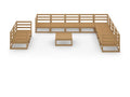 Salon de jardin 11 pièces marron miel bois de pin massif 13255DRWH