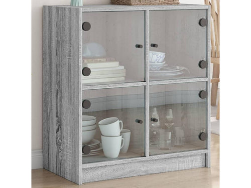 Armoire latérale avec portes en verre Nidchicshop gris 68x37x75.5 cm 61769YCRD