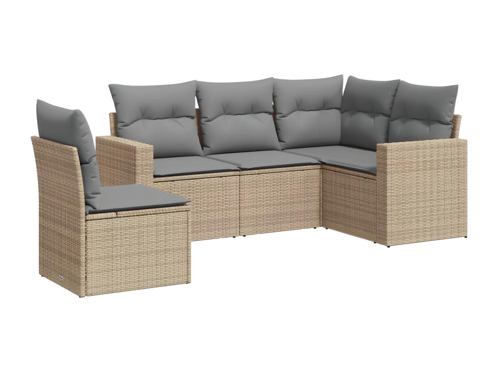Salon de jardin avec coussins 5 pcs beige résine tressée 54690GNGY