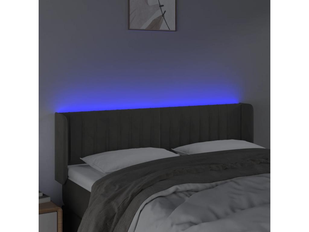 Tête de lit à LED Gris foncé 147x16x78/88 cm Velours 08090YEIH